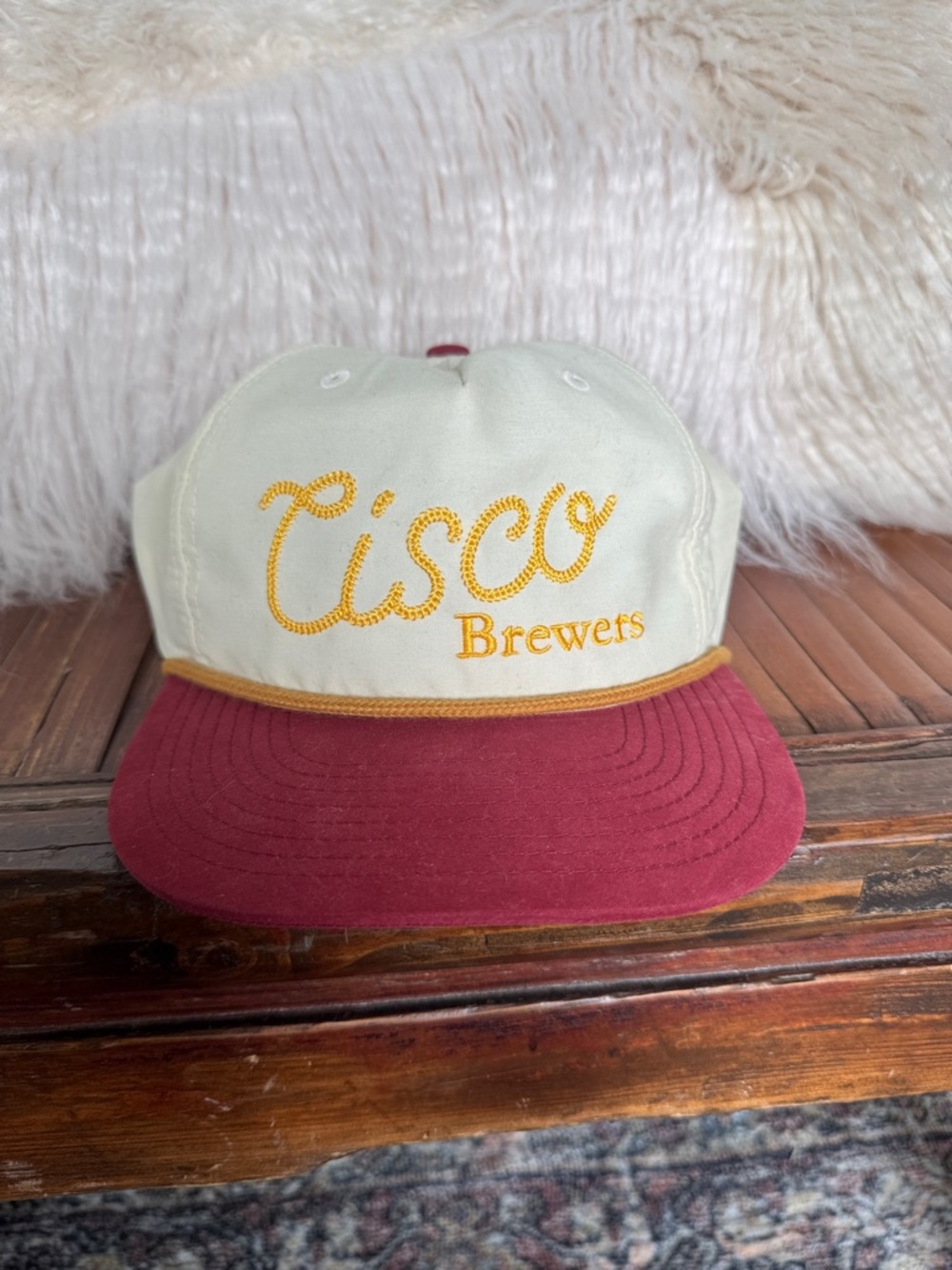 Cisco Brewers Two-Tone Baseball Cap - Cream & Burgundy
